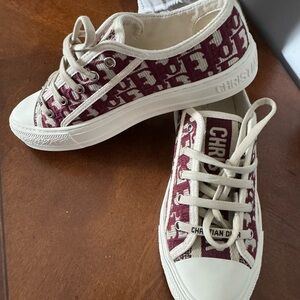 Christian Dior Burgundy and White Sneakers